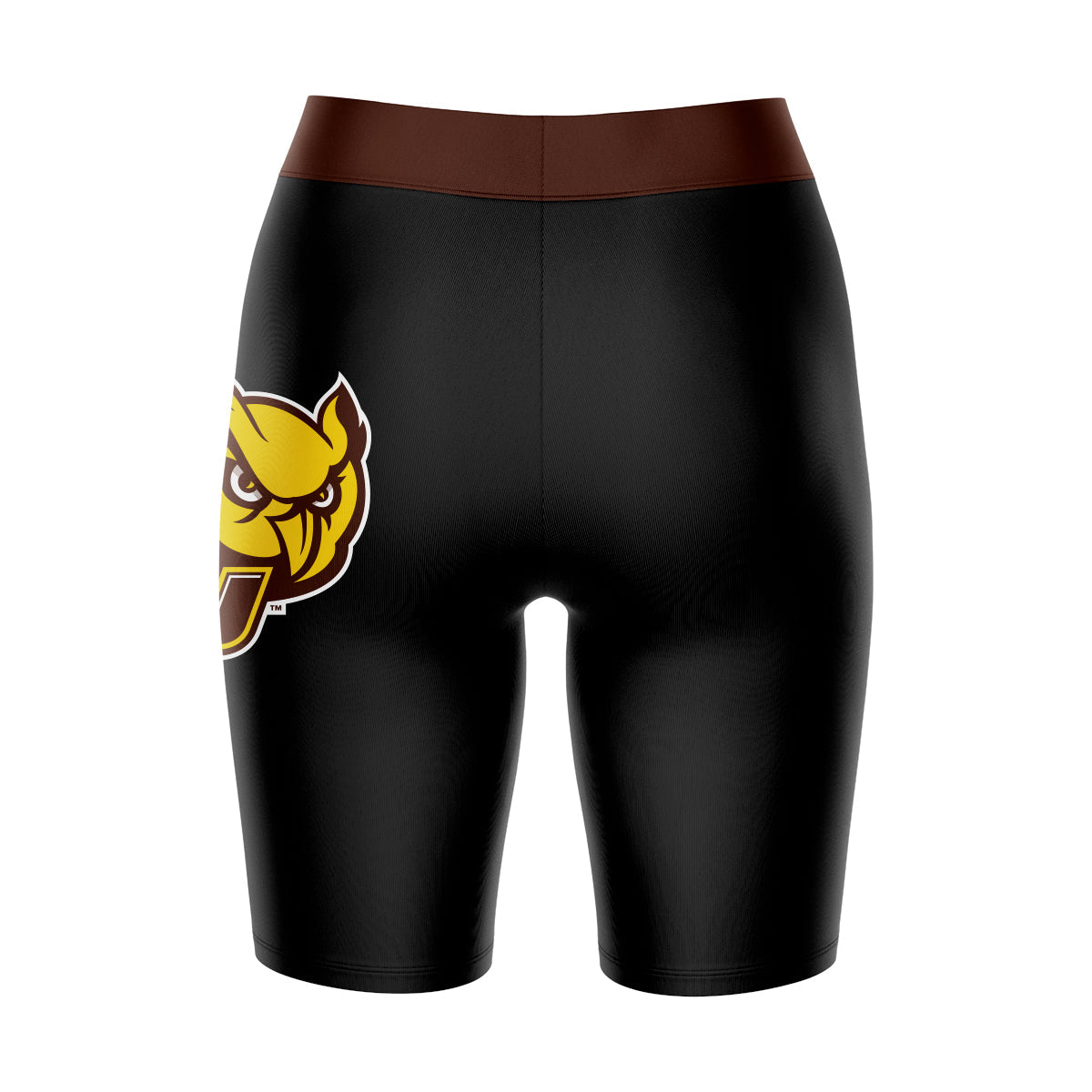 Rowan Profs Vive La Fete Game Day Logo on Thigh & Waistband Black and Brown Women Bike Short 9 Inseam