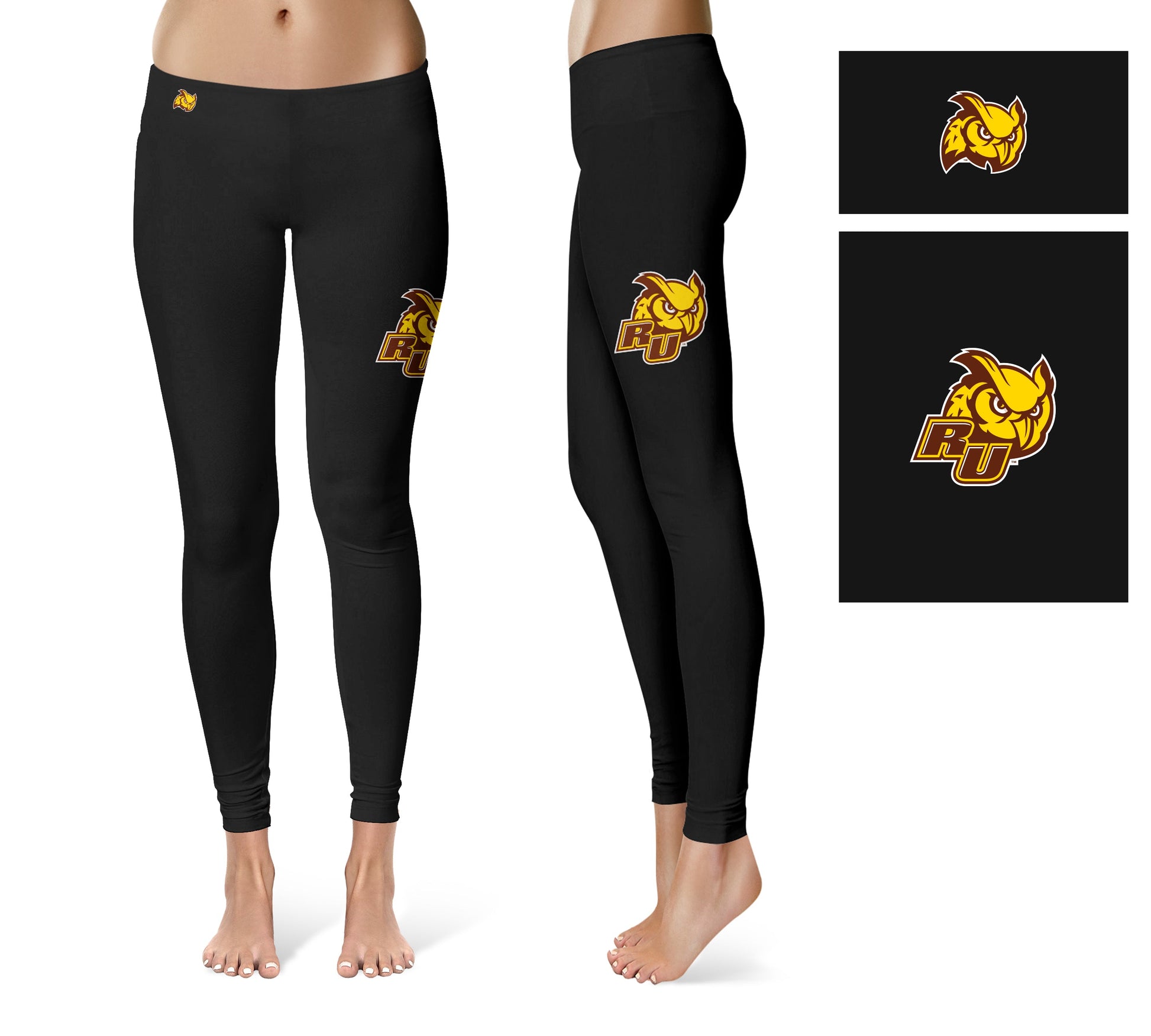 Rowan Profs RU Vive La Fete Game Day Collegiate Large Logo on Thigh Women Black Yoga Leggings 2.5 Waist Tights