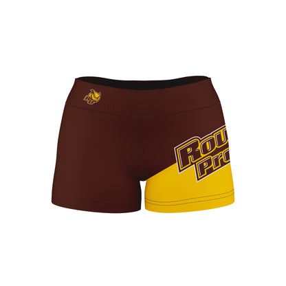 Rowan University Profs RU Vive La Fete Game Day Collegiate Leg Color Block Women Brown Gold Optimum Yoga Short