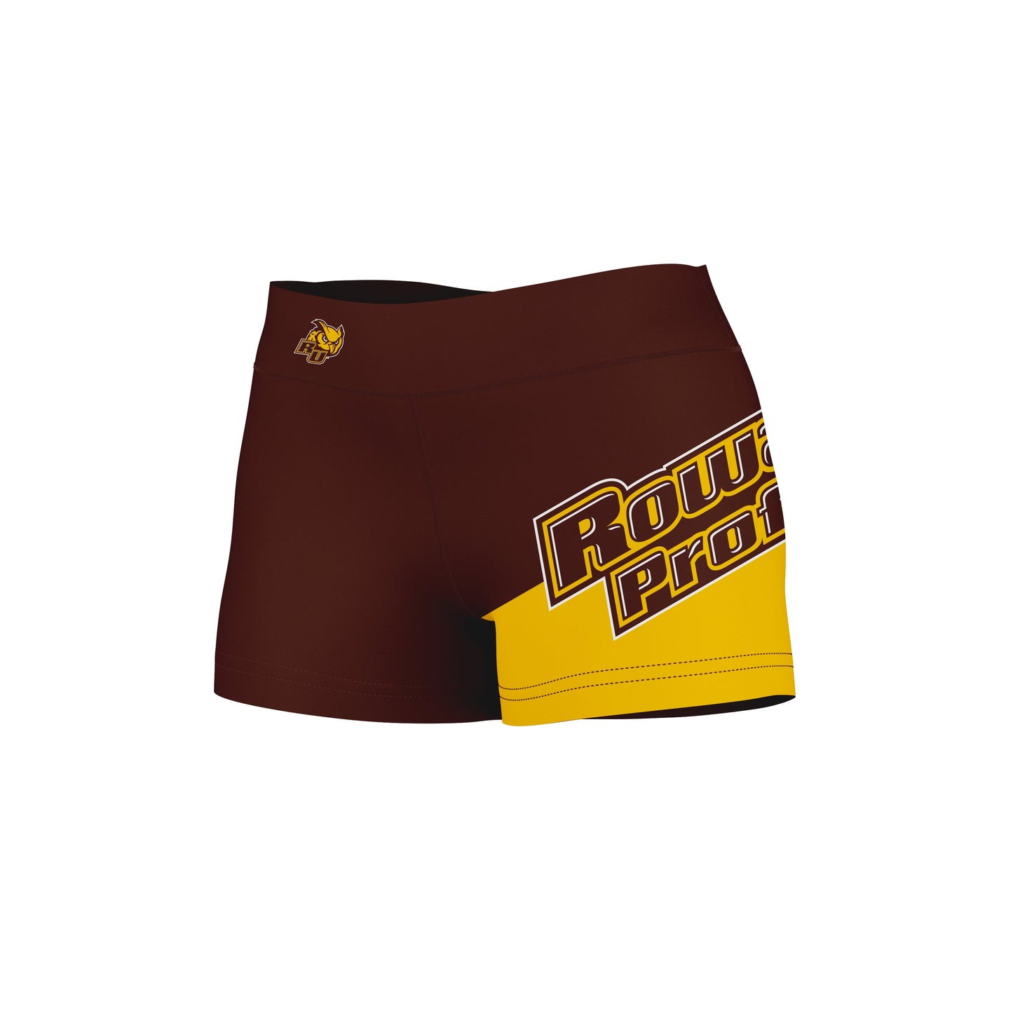 Rowan University Profs RU Vive La Fete Game Day Collegiate Leg Color Block Women Brown Gold Optimum Yoga Short - Vive La F̻te - Online Apparel Store