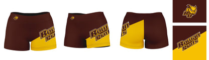 Rowan University Profs RU Vive La Fete Game Day Collegiate Leg Color Block Women Brown Gold Optimum Yoga Short - Vive La F̻te - Online Apparel Store