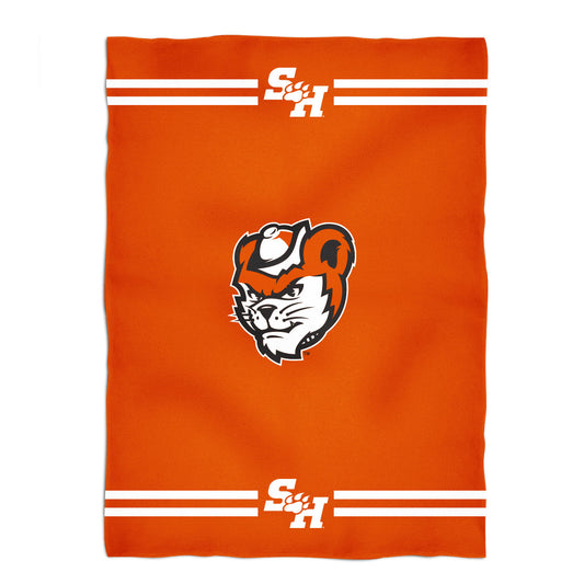Sam Houston Bearkats Game Day Soft Premium Fleece Orange Throw Blanket 40 x 58 Logo and Stripes