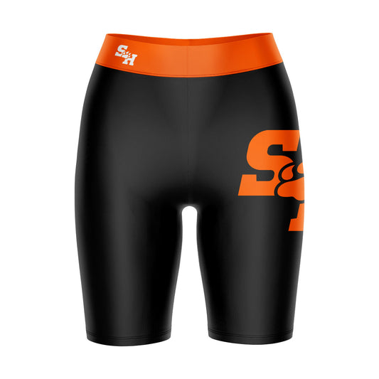 SHSU Bearcats Vive La Fete Game Day Logo on Thigh and Waistband Black and Orange Women Bike Short 9 Inseam"