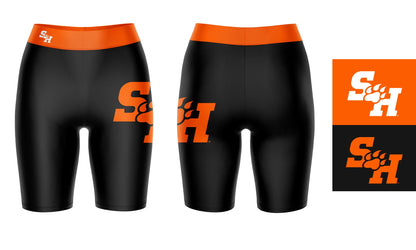 SHSU Bearcats Vive La Fete Game Day Logo on Thigh and Waistband Black and Orange Women Bike Short 9 Inseam"