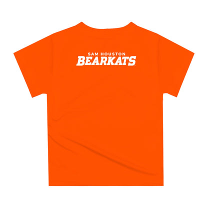 Sam Houston Bearkats Original Dripping Football Helmet Orange T-Shirt by Vive La Fete