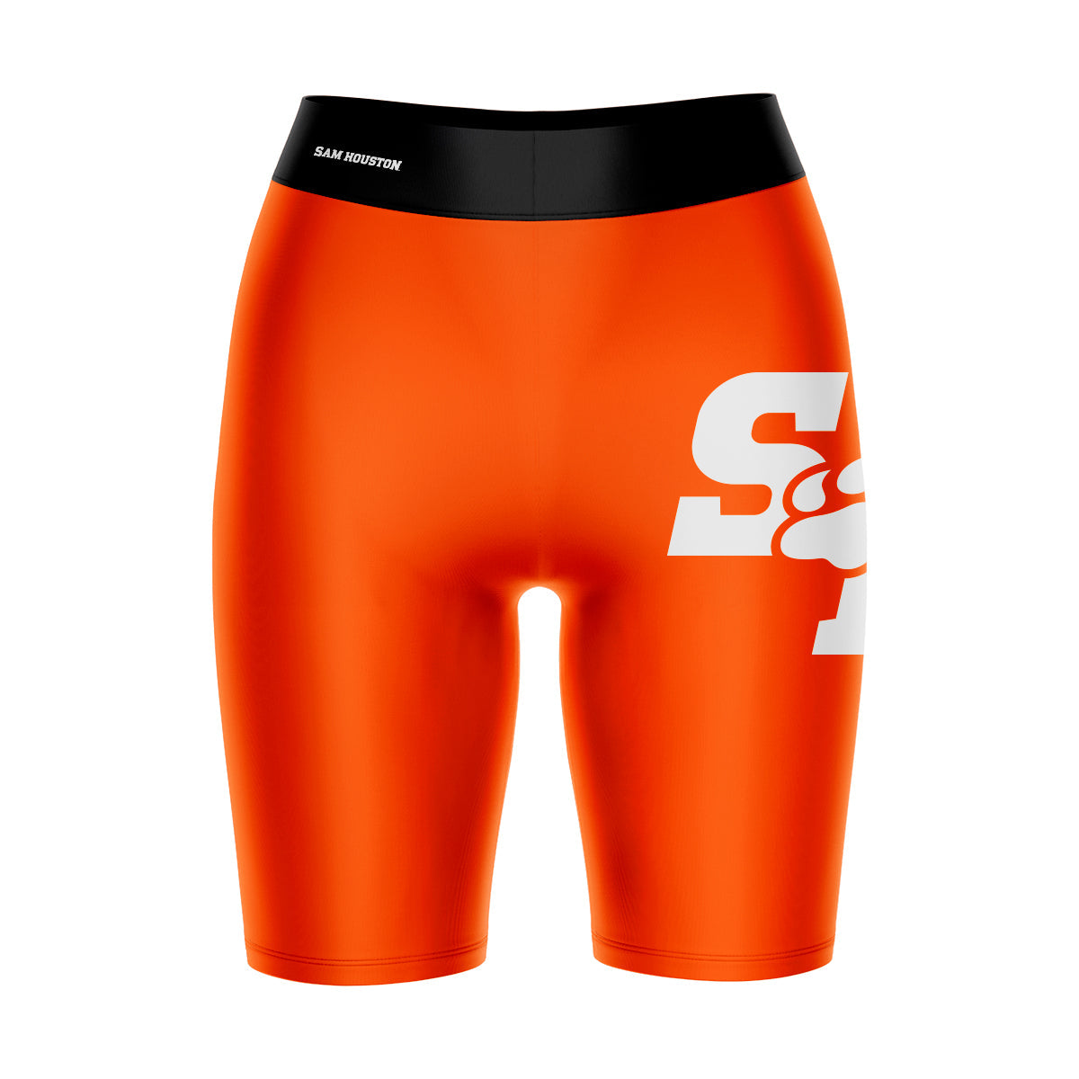 Sam Houston Bearkats Vive La Fete Game Day Logo on Thigh and Waistband Orange and Black Women Bike Short 9 Inseam