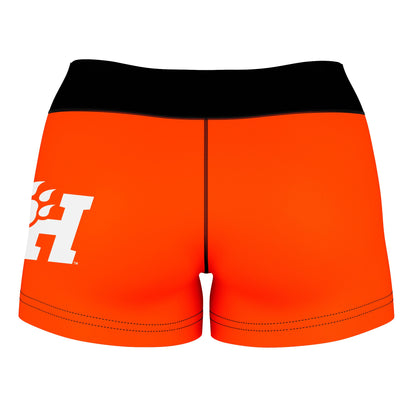 Sam Houston Bearkats Vive La Fete Logo on Thigh & Waistband Orange Black Women Yoga Booty Workout Shorts 3.75 Inseam - Vive La F̻te - Online Apparel Store