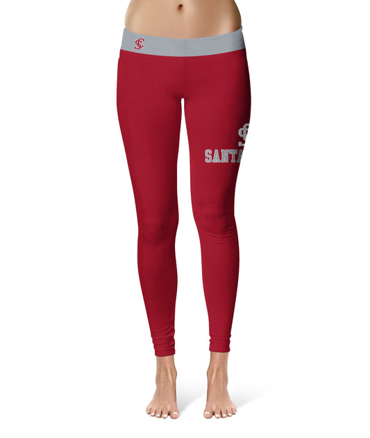 Santa Clara Broncos SCU Vive La Fete Game Day Collegiate Logo on Thigh Red Women Yoga Leggings 2.5 Waist Tights