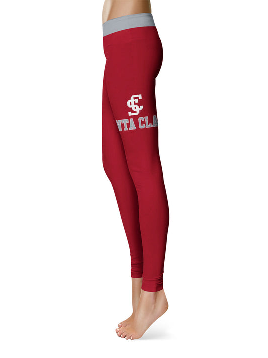 Mouseover Image, Santa Clara Broncos SCU Vive La Fete Game Day Collegiate Logo on Thigh Red Women Yoga Leggings 2.5 Waist Tights