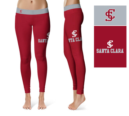 Santa Clara Broncos SCU Vive La Fete Game Day Collegiate Logo on Thigh Red Women Yoga Leggings 2.5 Waist Tights