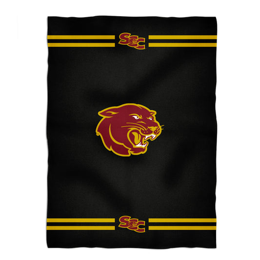 Sacramento City College Panthers Game Day Soft Premium Fleece Black Throw Blanket 40 x 58 Logo and Stripes