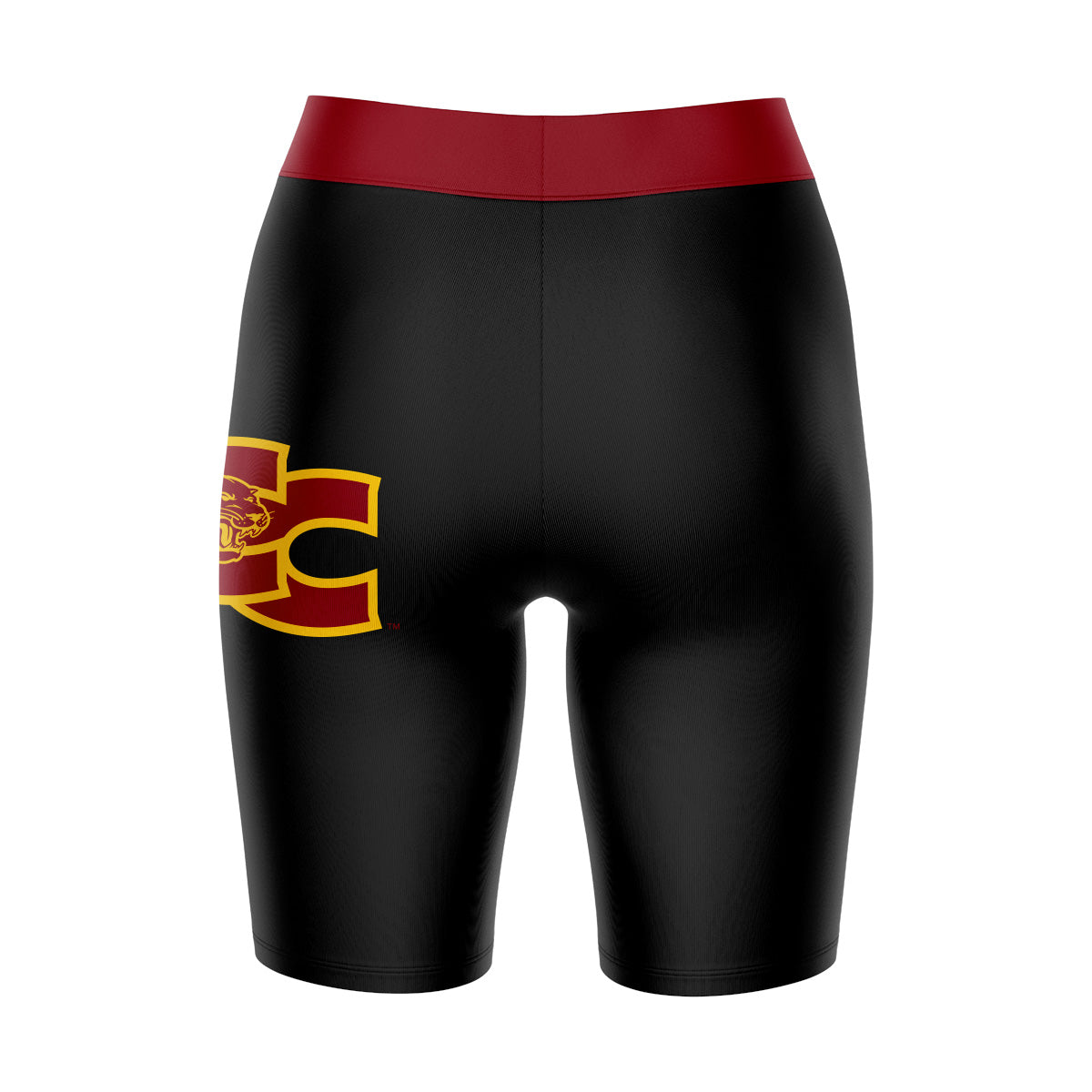 SAC City Panthers Vive La Fete Game Day Logo on Thigh and Waistband Black and Maroon Women Bike Short 9 Inseam"