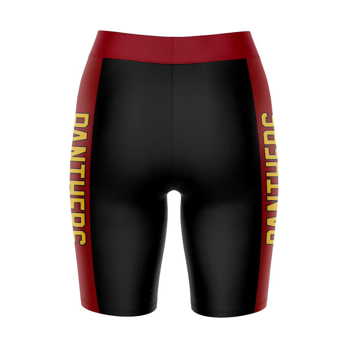 SAC City Panthers Vive La Fete Game Day Logo on Waistband and Maroon Stripes Black Women Bike Short 9 Inseam"