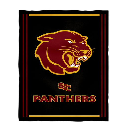 Sacramento City College Panthers Kids Game Day Black Plush Soft Minky Blanket 36 x 48 Mascot
