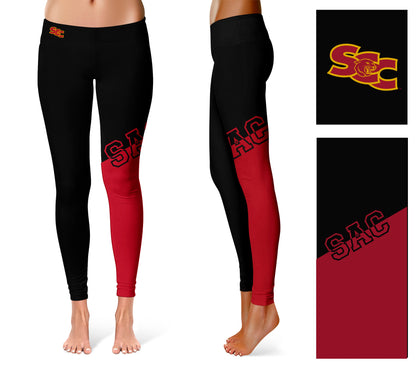 Sacramento City College Panthers Vive La Fete Game Day Collegiate Leg Color Block Women Black Red Yoga Leggings