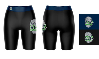 SCF Manatees Vive La Fete Game Day Logo on Thigh and Waistband Black and Navy Women Bike Short 9 Inseam"