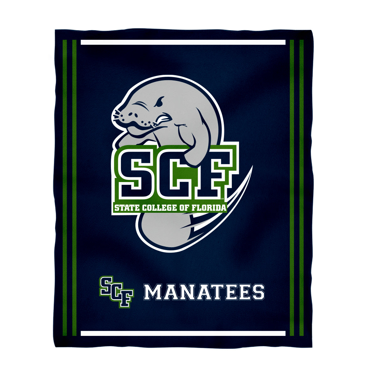 State College of Florida Manatees Kids Game Day Navy Plush Soft Minky Blanket 36 x 48 Mascot