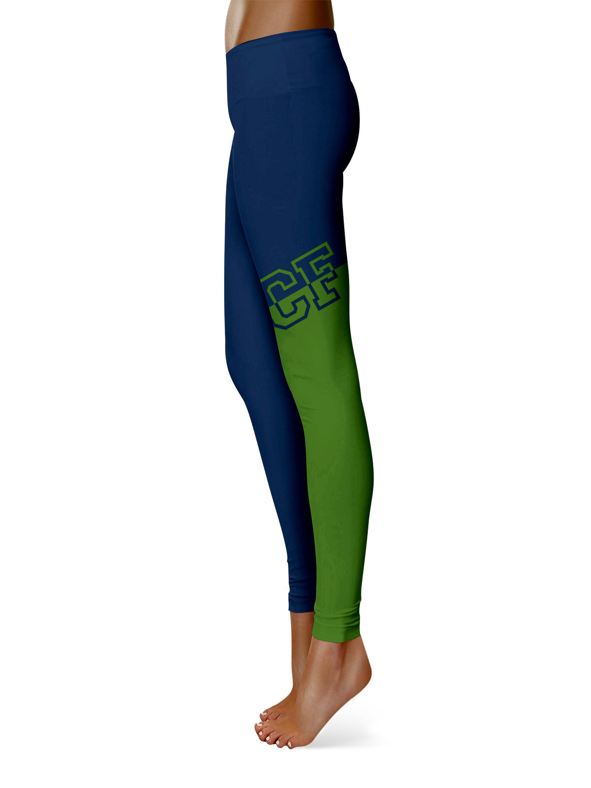 State College of Florida Manatees Vive La Fete Game Day Collegiate Leg Color Block Women Blue Green Yoga Leggings