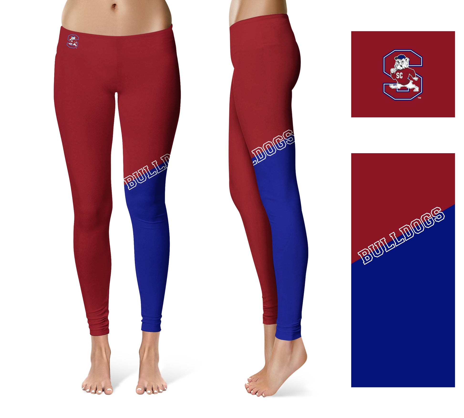 South Carolina State Bulldogs Vive La Fete Game Day Collegiate Leg Color Block Women Maroon Blue Yoga Leggings