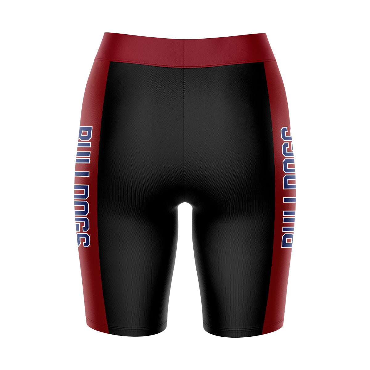 South Carolina State Bulldogs Vive La Fete Game Day Logo on Waistband and Maroon Stripes Black Women Bike Short 9 Inseam