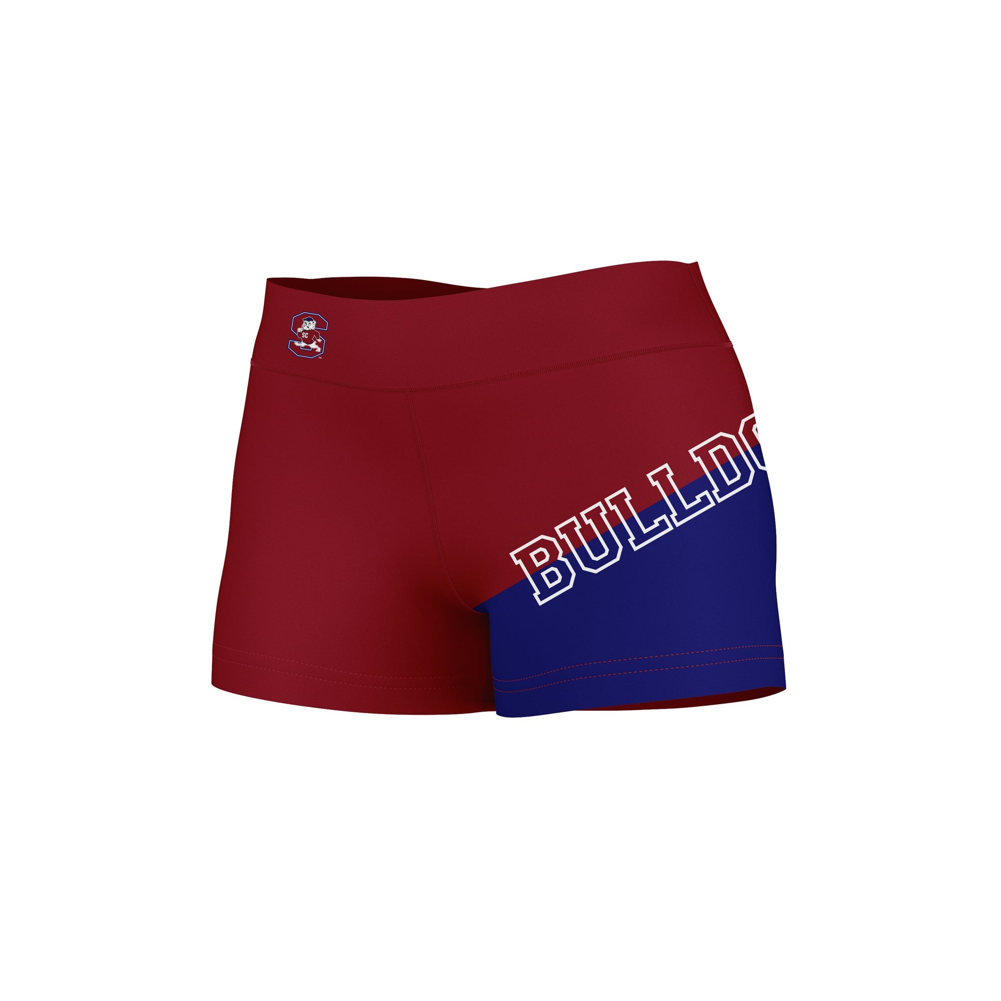 South Carolina State Bulldogs Vive La Fete Game Day Collegiate Leg Color Block Women Maroon Blue Optimum Yoga Short - Vive La F̻te - Online Apparel Store