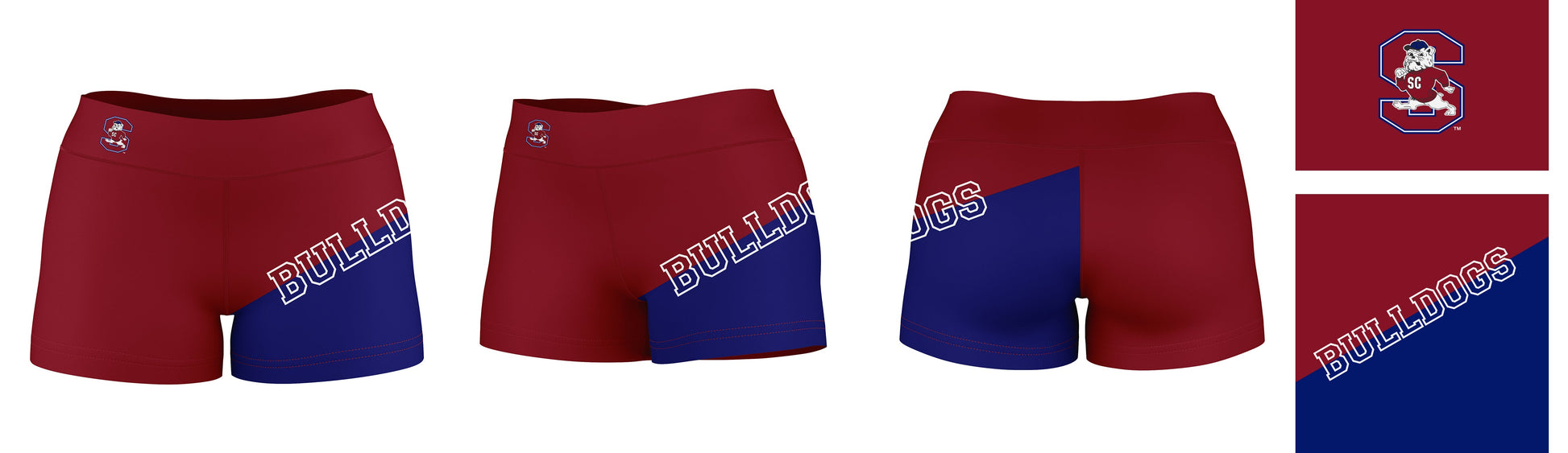 South Carolina State Bulldogs Vive La Fete Game Day Collegiate Leg Color Block Women Maroon Blue Optimum Yoga Short - Vive La F̻te - Online Apparel Store