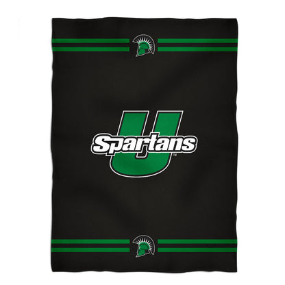 USC Upstate Spartans Game Day Soft Premium Fleece Black Throw Blanket 40 x 58 Logo and Stripes