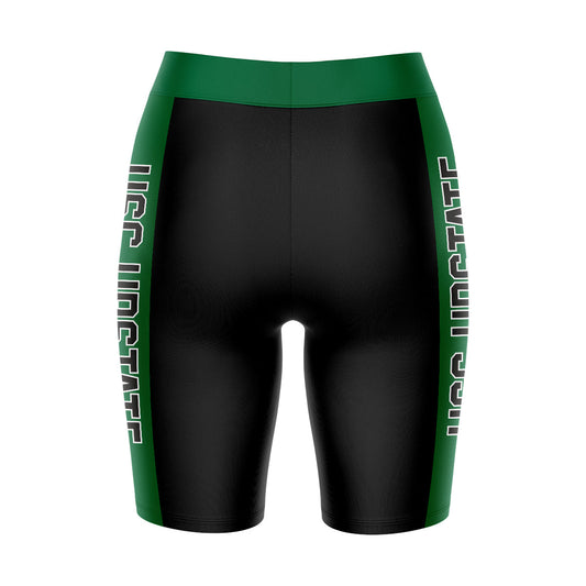 Mouseover Image, USC Upstate Spartans Vive La Fete Game Day Logo on Waistband and Green Stripes Black Women Bike Short 9 Inseam
