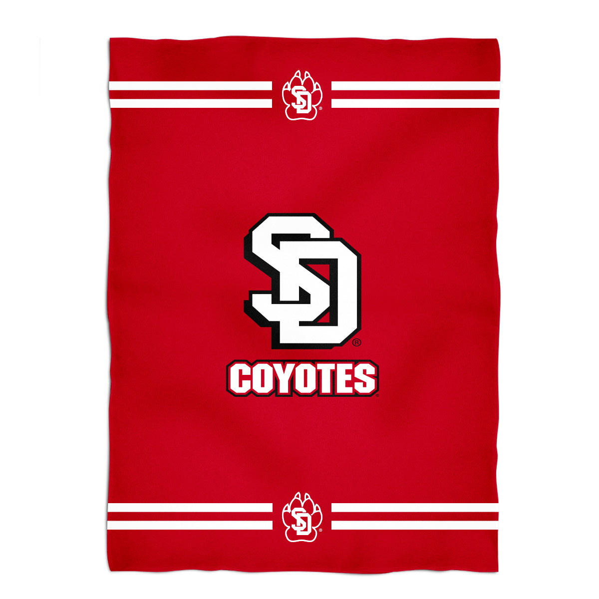 South Dakota Coyotes Game Day Soft Premium Fleece Red Throw Blanket 40 x 58 Logo and Stripes