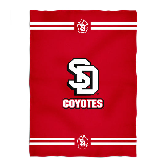 South Dakota Coyotes Game Day Soft Premium Fleece Red Throw Blanket 40 x 58 Logo and Stripes