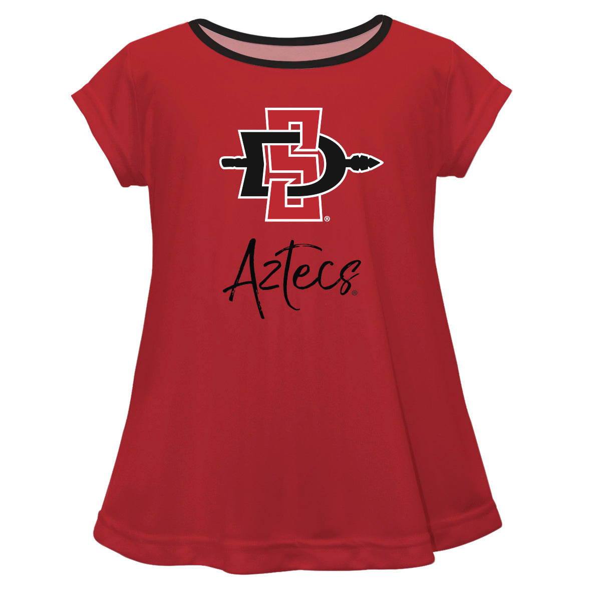 San Diego State University Aztecs SDSU Girls Game Day Short Sleeve Red Laurie Top by Vive La Fete