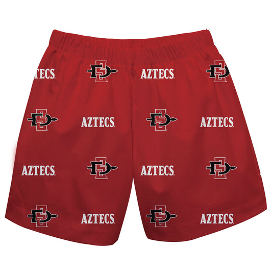 San Diago State Aztecs SDSU Boys Game Day Elastic Waist Classic Play Red Pull On Shorts