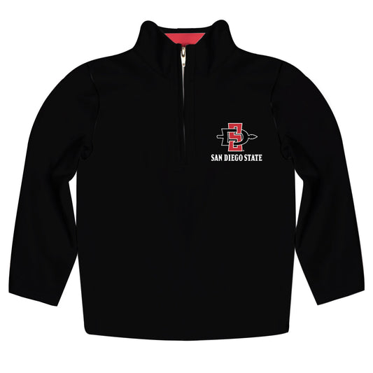 San Diego State Aztecs SDSU Game Day Solid Black Quarter Zip Pullover for Infants Toddlers by Vive La Fete