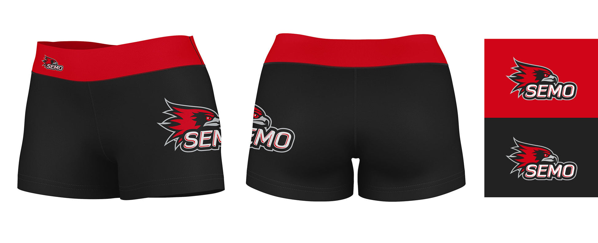 SEMO Redhawks Vive La Fete Game Day Logo on Thigh and Waistband Black & Red Women Yoga Booty Workout Shorts 3.75 Inseam" - Vive La F̻te - Online Apparel Store