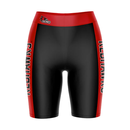 Southeast Missouri Redhawks Vive La Fete Game Day Logo on Waistband and Red Stripes Black Women Bike Short 9 Inseam"