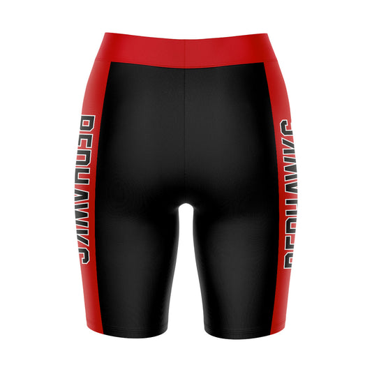 Mouseover Image, Southeast Missouri Redhawks Vive La Fete Game Day Logo on Waistband and Red Stripes Black Women Bike Short 9 Inseam"