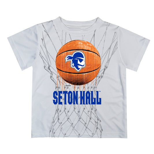 Seton Hall University Original Dripping Basketball White T-Shirt by Vive La Fete