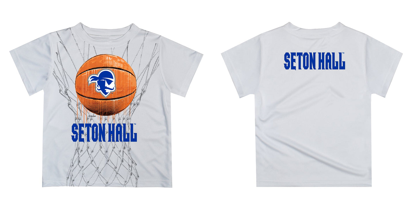 Seton Hall University Original Dripping Basketball White T-Shirt by Vive La Fete