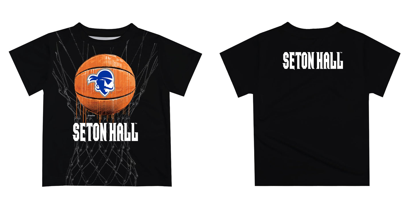 Seton Hall University Original Dripping Basketball Black T-Shirt by Vive La Fete