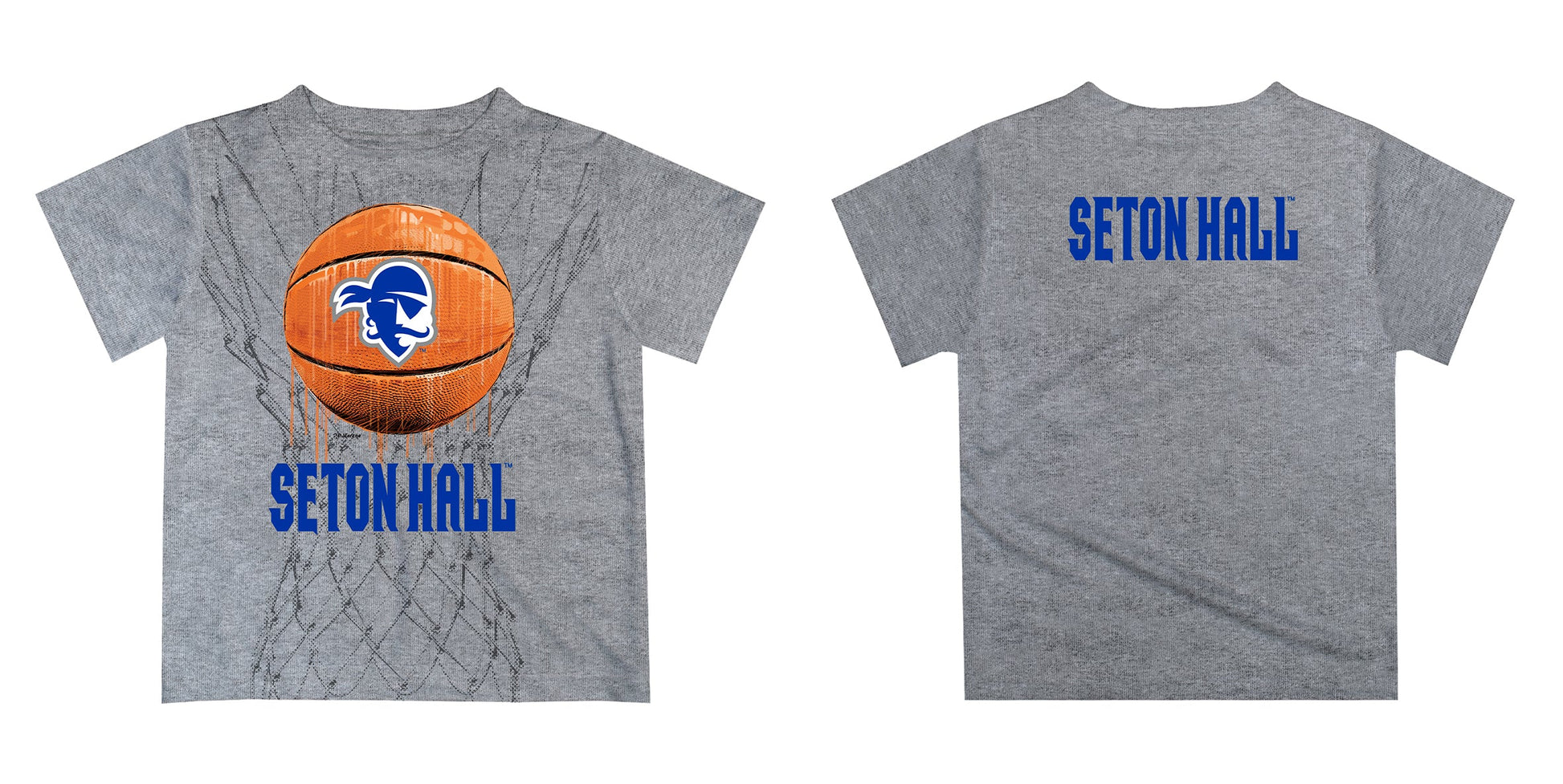 Seton Hall University Original Dripping Basketball Heather Gray T-Shirt by Vive La Fete