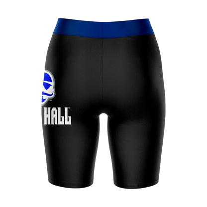 Seton Hall Pirates Vive La Fete Game Day Logo on Thigh and Waistband Black and Blue Women Bike Short 9 Inseam"