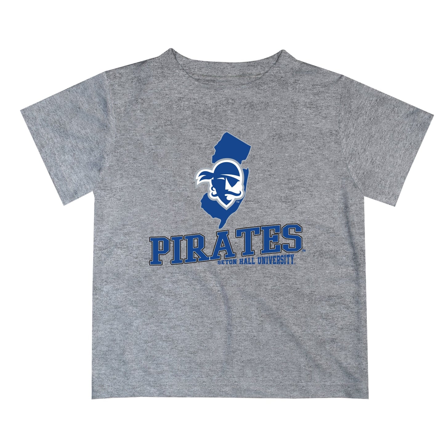 Seton Hall Pirates Vive La Fete State Map Gray Short Sleeve Tee Shirt