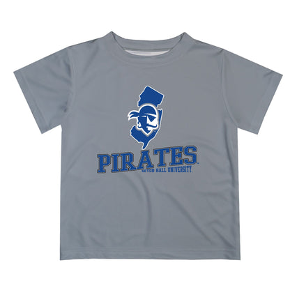 Seton Hall Pirates Vive La Fete State Map Gray Short Sleeve Tee Shirt