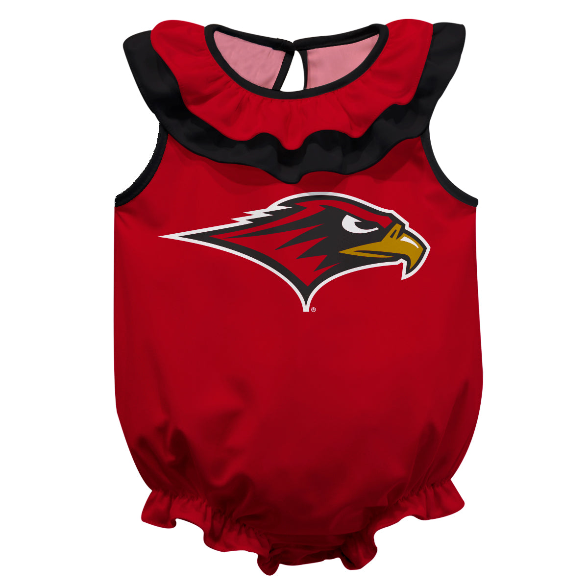 Seattle University Redhawks Red Sleeveless Ruffle One Piece Jumpsuit Logo Bodysuit by Vive La Fete