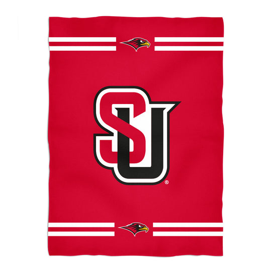 Seattle University Redhawks Game Day Soft Premium Fleece Red Throw Blanket 40 x 58 Mascot and Stripes