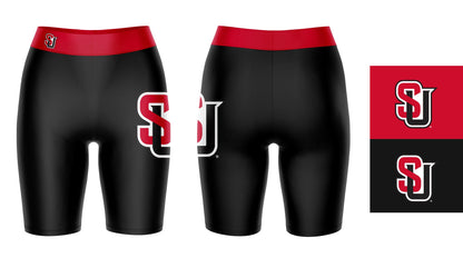 Seattle U Redhawks Vive La Fete Game Day Logo on Thigh and Waistband Black and Red Women Bike Short 9 Inseam"