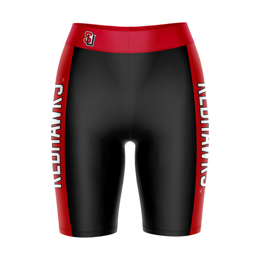 Seattle University Redhawks Vive La Fete Game Day Logo on Waistband and Red Stripes Black Women Bike Short 9 Inseam"