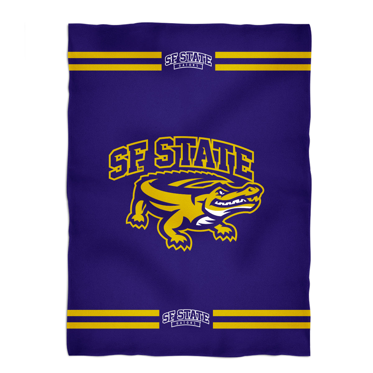 San Francisco State Gators SFSU Game Day Soft Premium Fleece Purple Throw Blanket 40 x 58 Mascot and Stripes