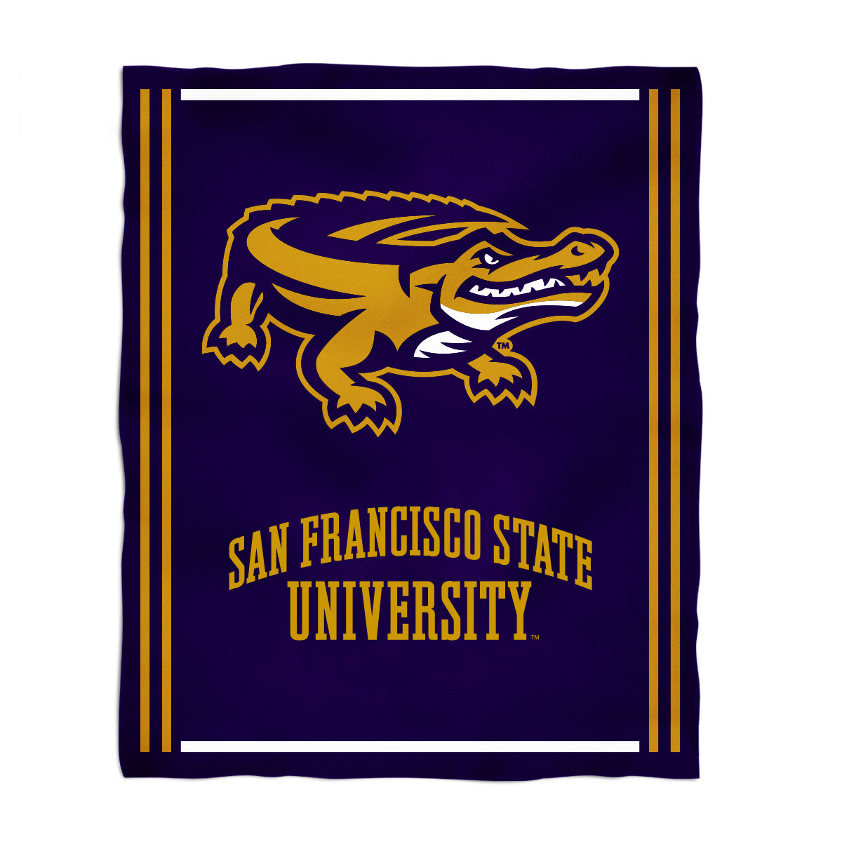 San Francisco State Gators SFSU Kids Game Day Purple Plush Soft Minky Blanket 36 x 48 Mascot