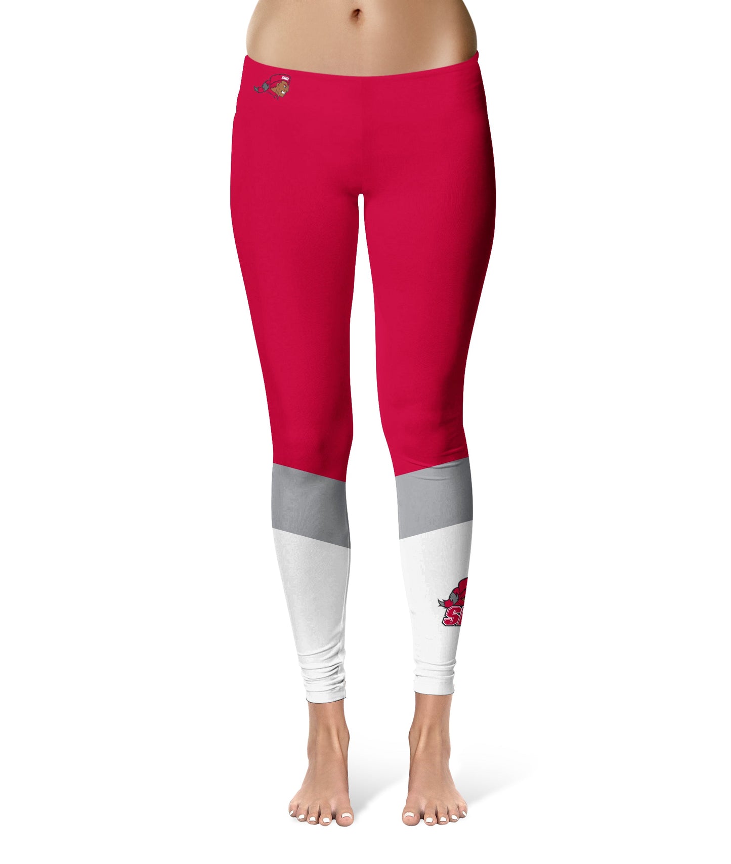 Sacred Heart University Pioneers Vive La Fete Game Day Collegiate Ankle Color Block Women Red White Yoga Leggings